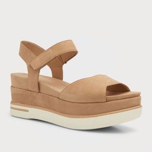 Eileen Fisher Beck Beck Nubuck Platform Sandals, Size 9, Barley